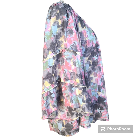 Zac and Rachel Watercolor Pastel Scoopneck Blouse Light Blue Pink Gray Size 3X - Picture 4 of 8